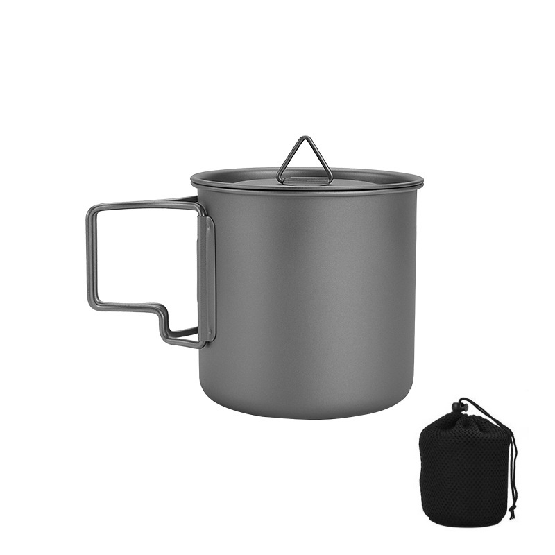 Camping Cooking Kitchen - Titanium Camping Mug with Folding Handle