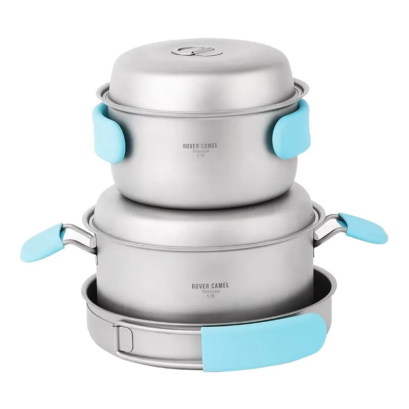 Camping Cooking Accessories Set - Pure Titanium Pot Set for Camping