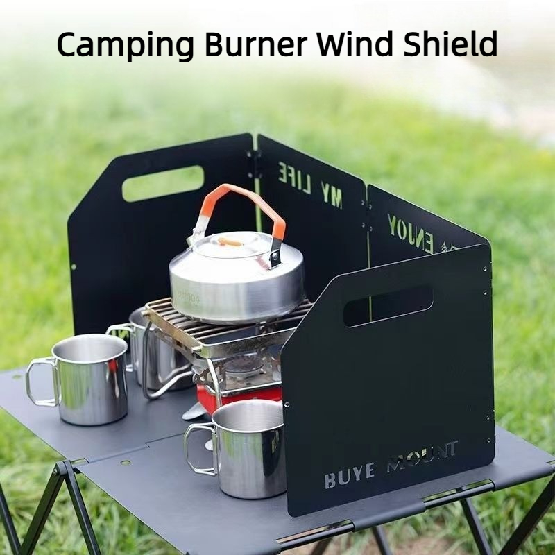Camping Cooking Kitchen - Camping Stove Windshield 4 Fold Wind