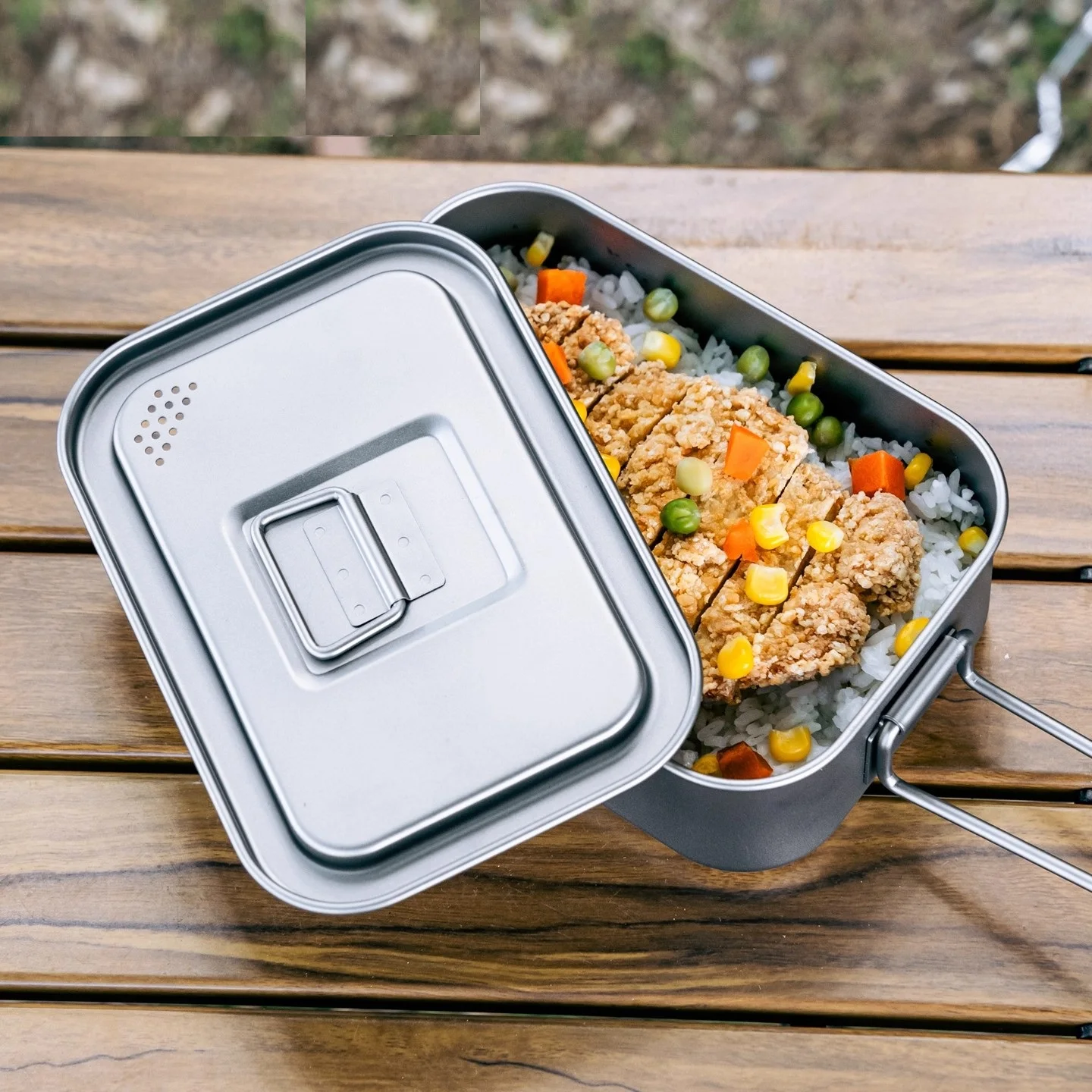 Camping Cooking Noodles - Camping Titanium Lunch Box 800ml Multi