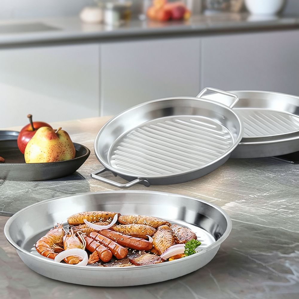 Camping Cooking Griddle - Portable Stainless Steel BBQ Griddle Pan
