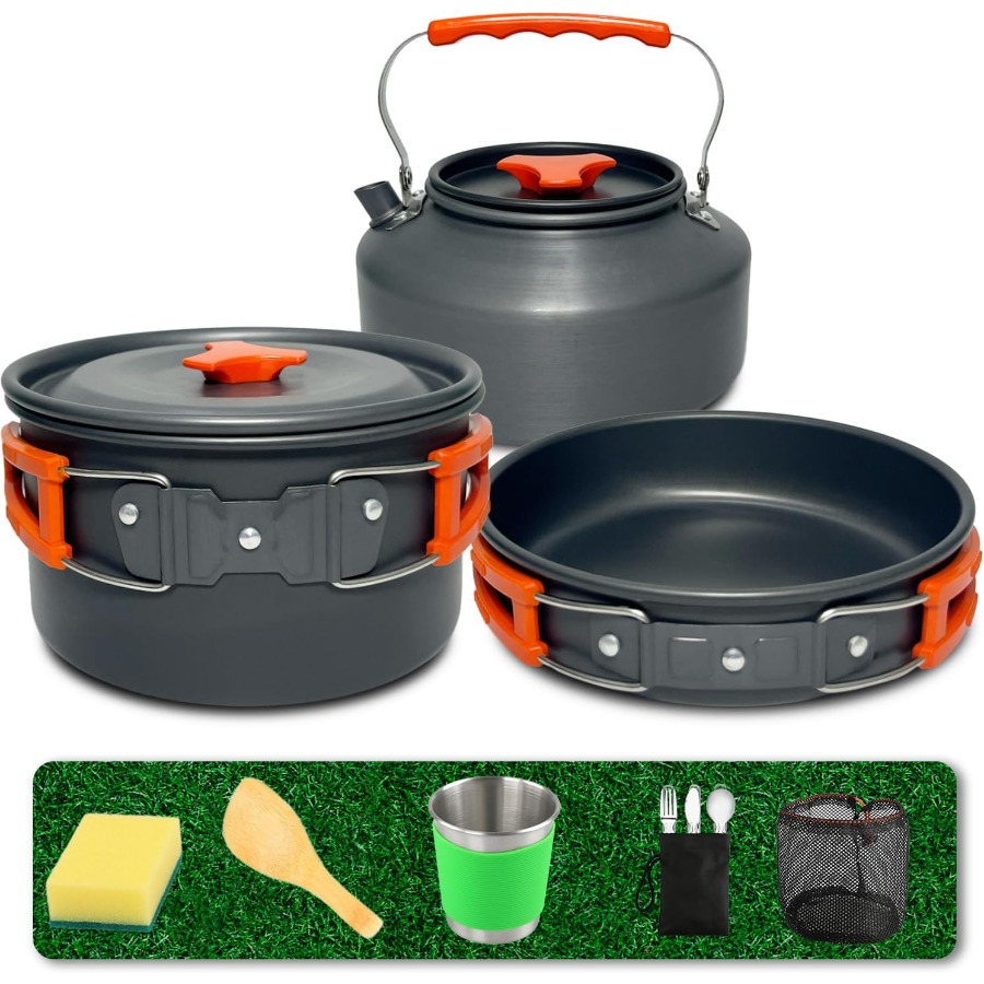 Camping Cooking Kits - Camping Cookware Set: 35oz Non-Stick Pot