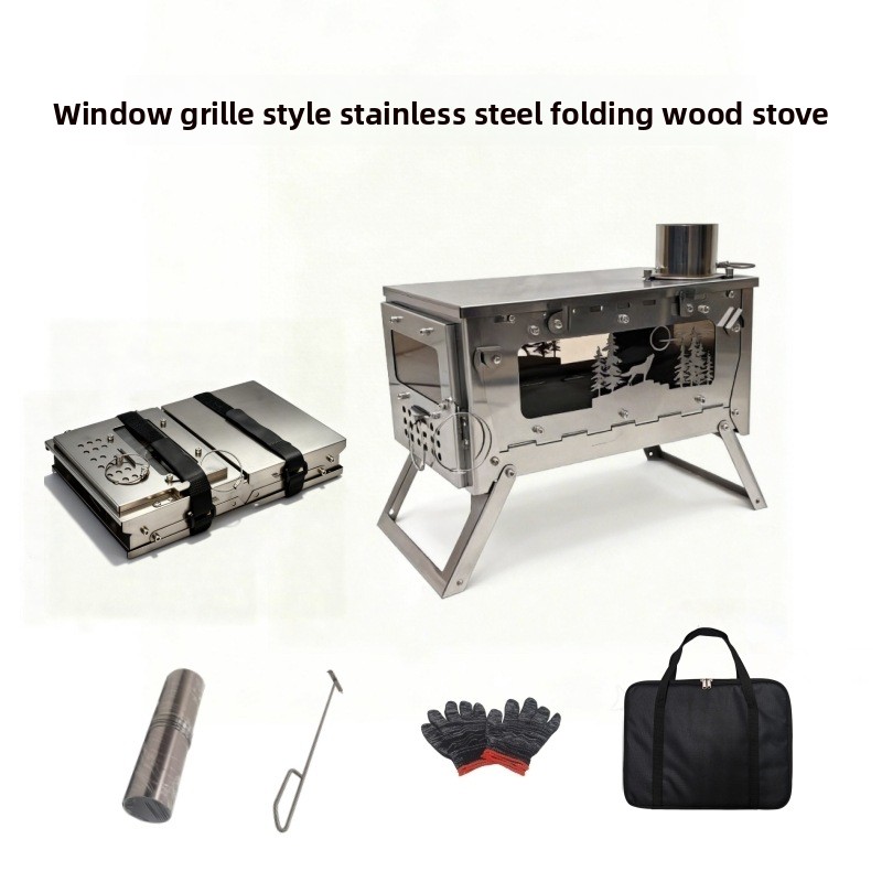 Camping Cooking Griddle - Stainless Steel Foldable Portable Wood Stove