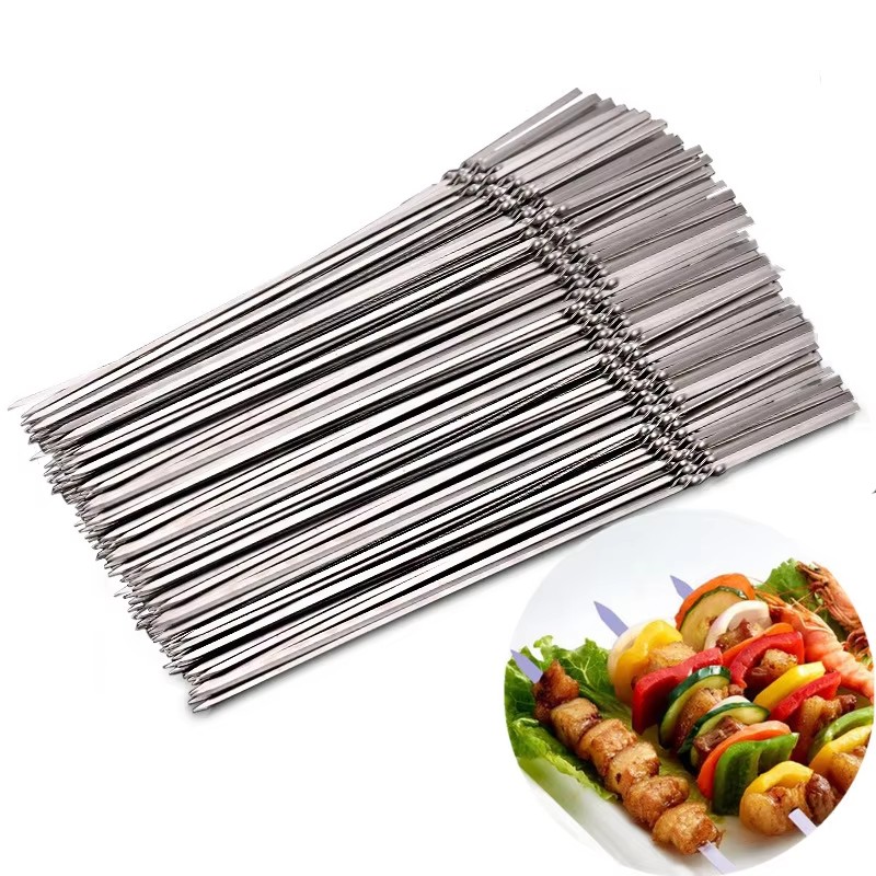 Camping Cooking Candle - 10/30/50pcs Stainless Steel Barbecue Skewer Reusable