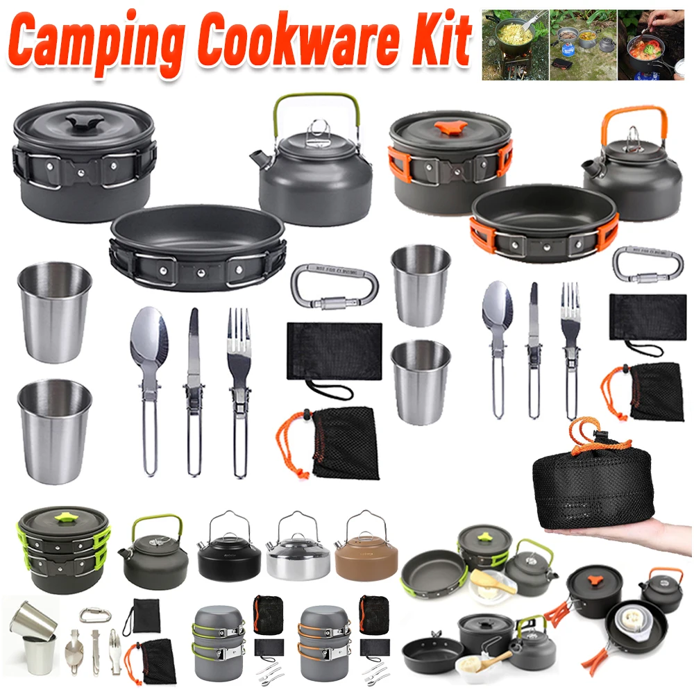 Camping Cooking Kits - Camping Cookware Kit Kettle Pot Pan