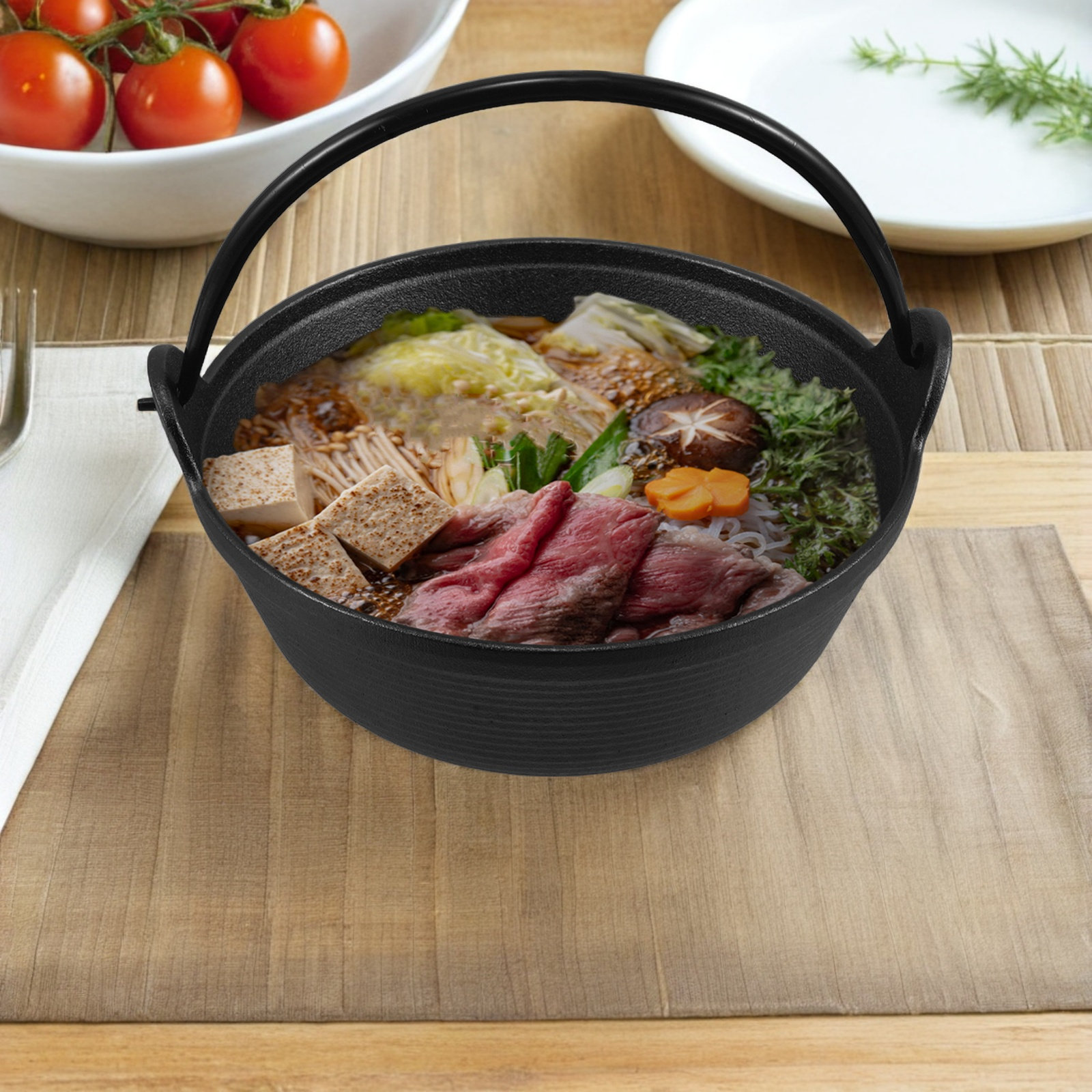 Japanese Camping Cooking Gear - Japanese Style Cast Iron Sukiya Pot