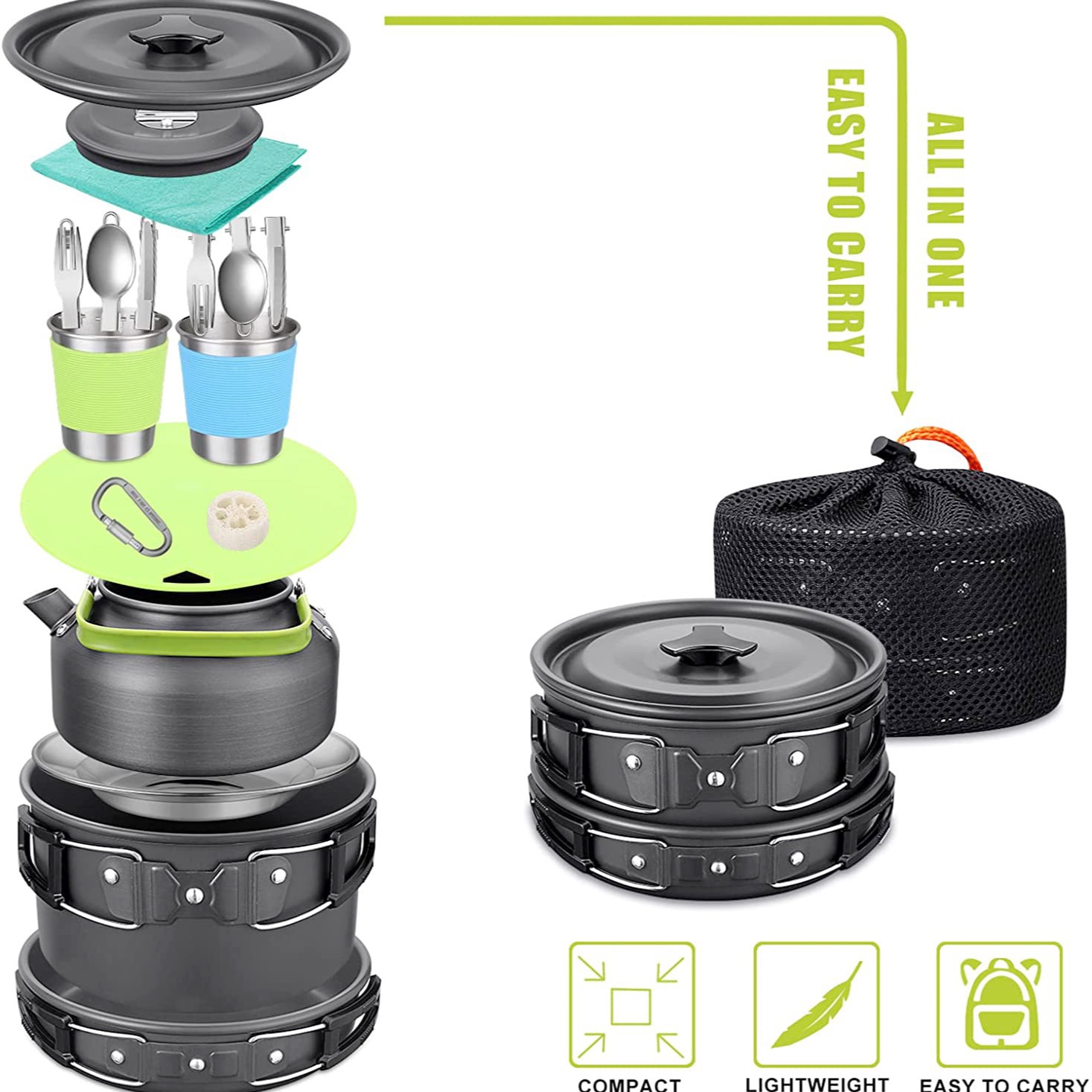 Outdoor Camping Cook Set with  - огляд і ціна Camping Cooking Kettle