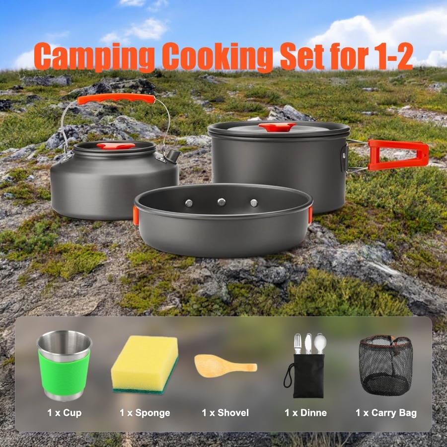 Camping Cookware Set: 35oz Non - огляд і ціна Camping Cooking Kits