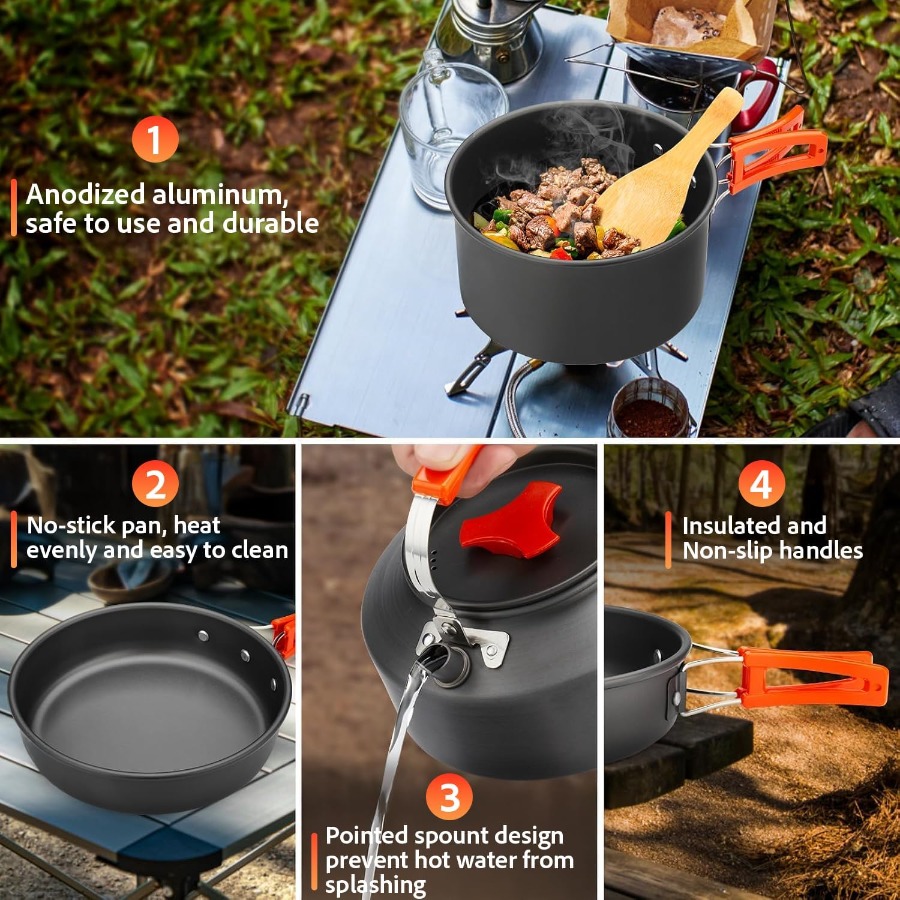 Camping Cookware Set: 35oz Non - огляд і ціна Camping Cooking Kits