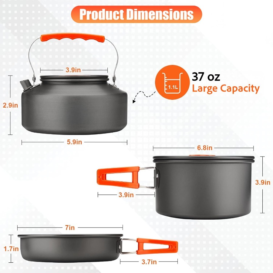 Camping Cookware Set: 35oz Non - огляд і ціна Camping Cooking Kits