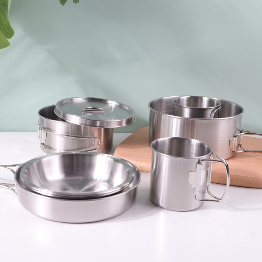 8Pcs/Set 304 Stainless Steel P - огляд і ціна Camping Cooking Kettle